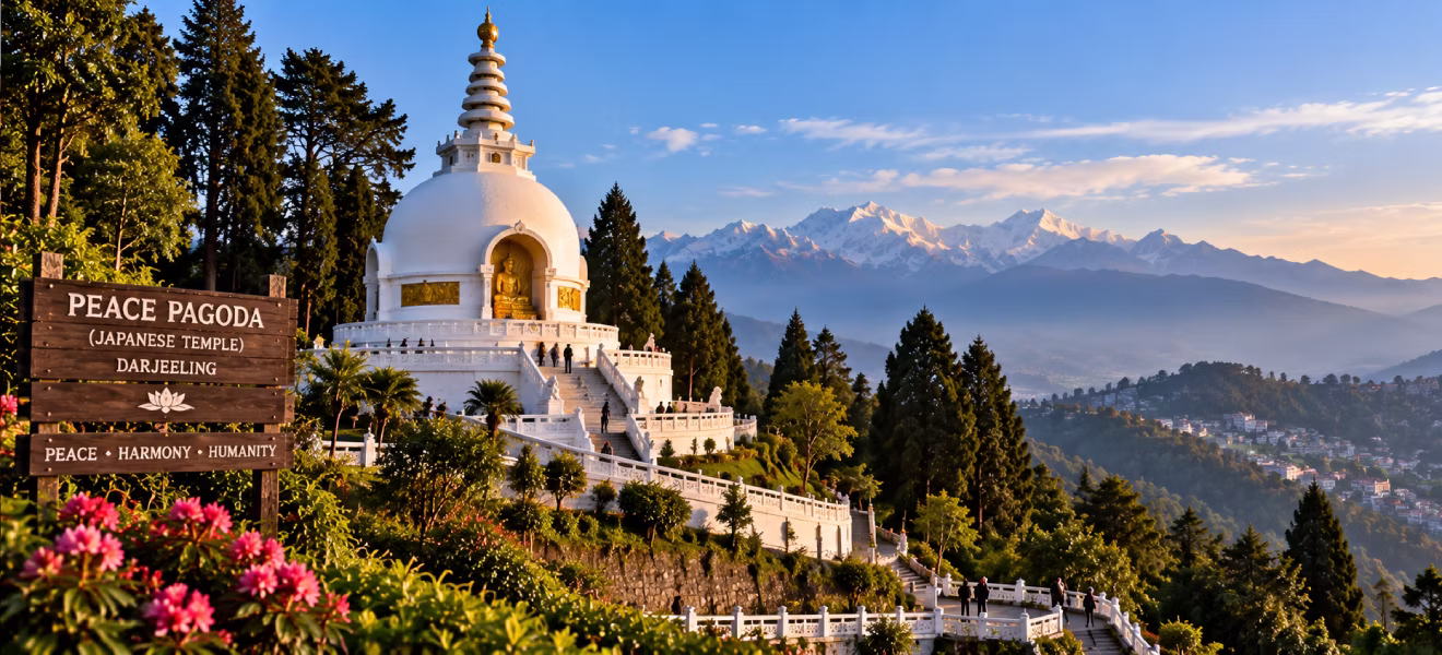 Terraced emerald green tea gardens of Happy Valley Tea Estate in Darjeeling