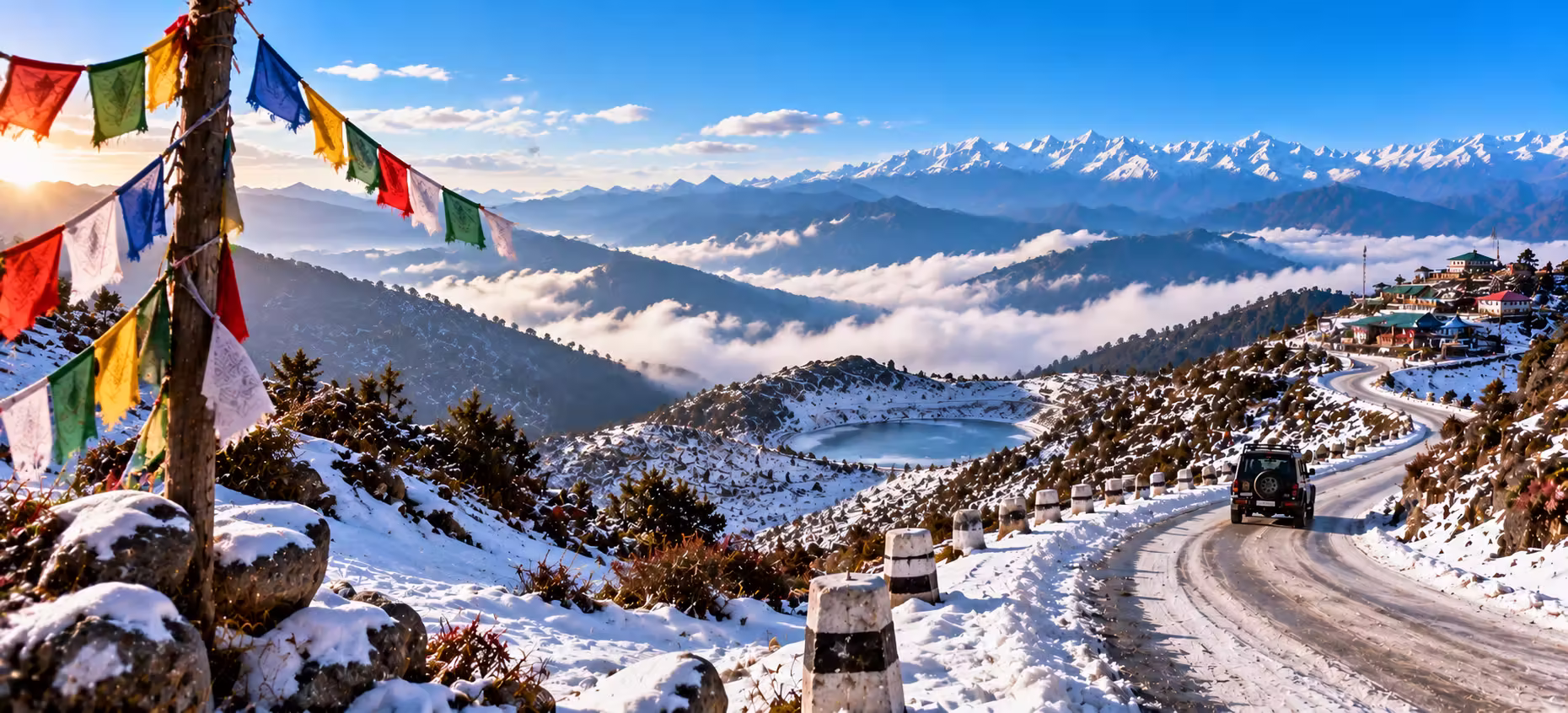 The Historic Silk Route Trail - Iconic 32 zig-zag loops of Zuluk viewed from Thambi